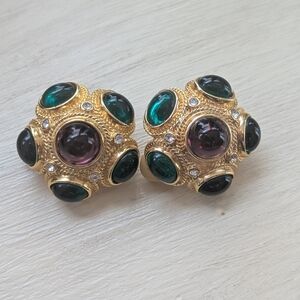 Joan Rivers Elegant Gold and Green Statement Earrings